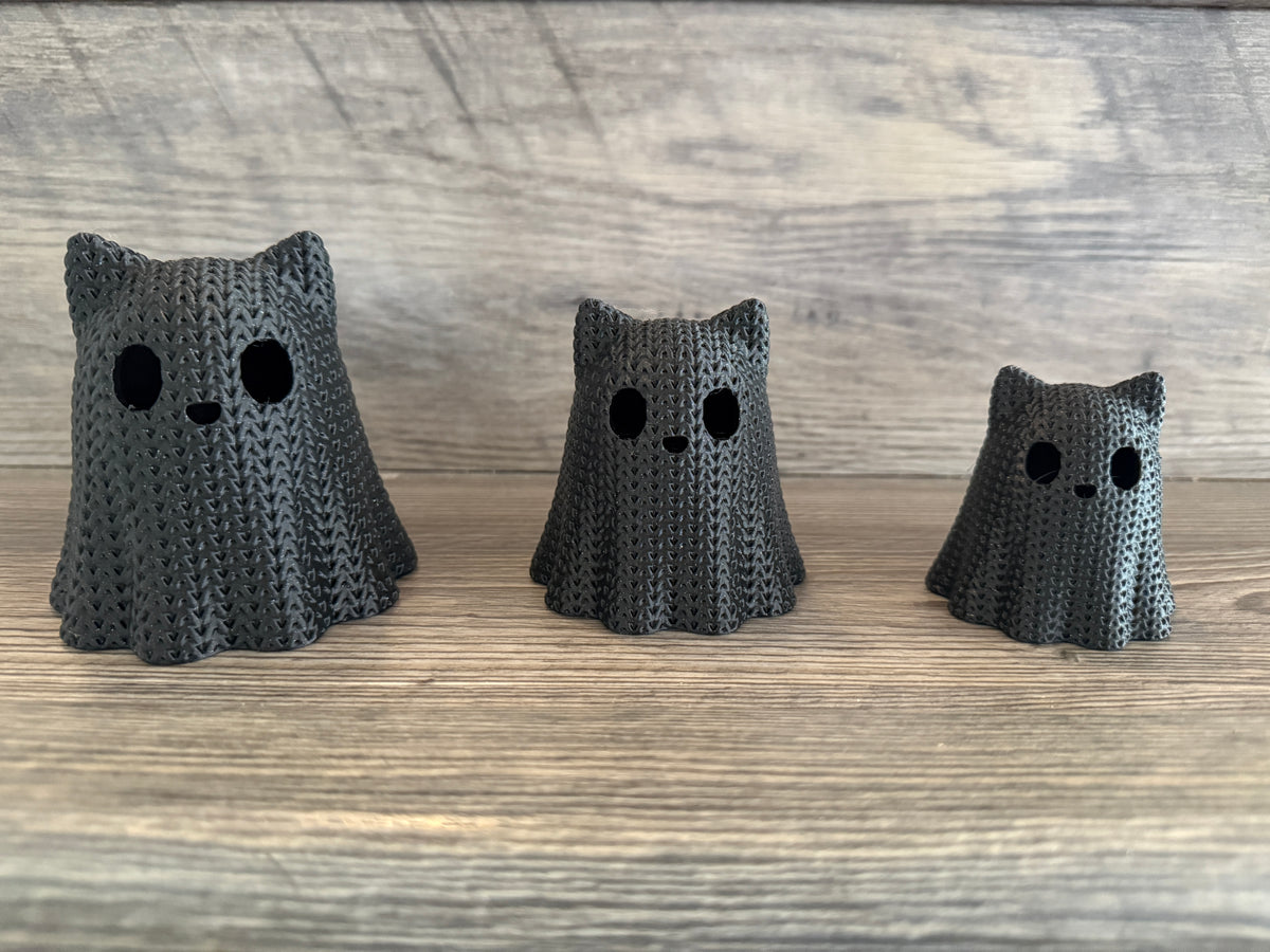 3d Printed Ghost Cat Tealight Candle Holder (Set of 3)