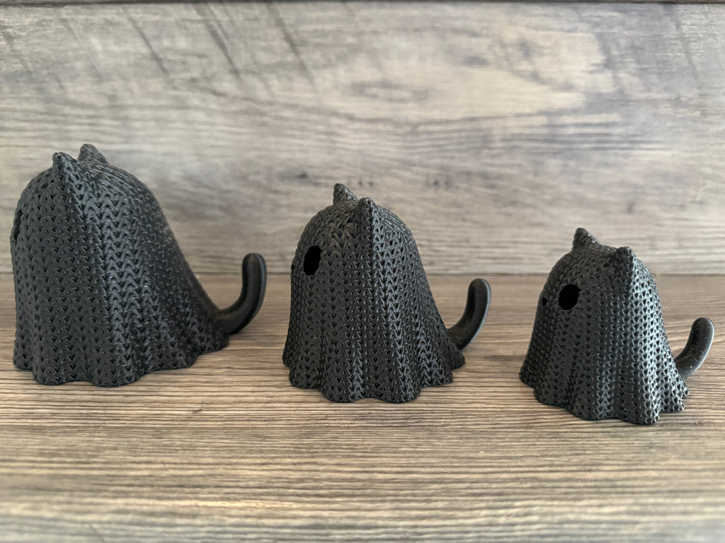 3d Printed Ghost Cat Tealight Candle Holder (Set of 3)