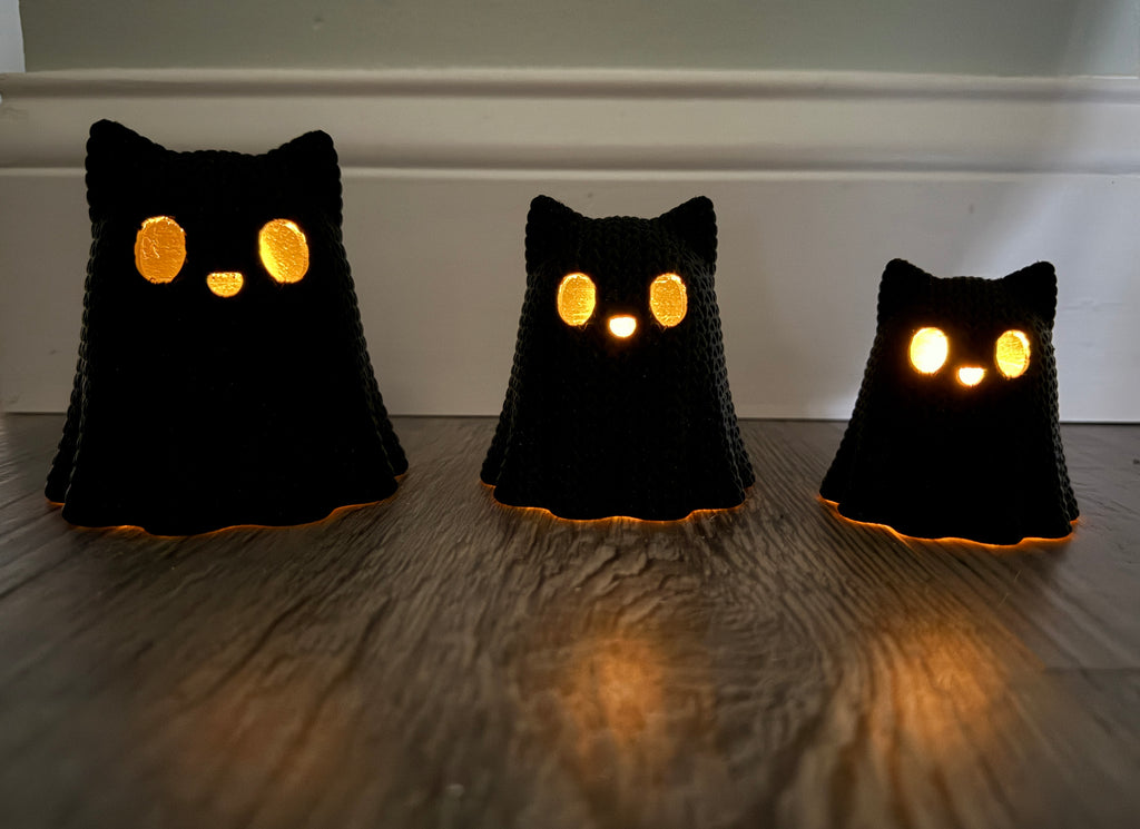 3d Printed Ghost Cat Tealight Candle Holder (Set of 3)