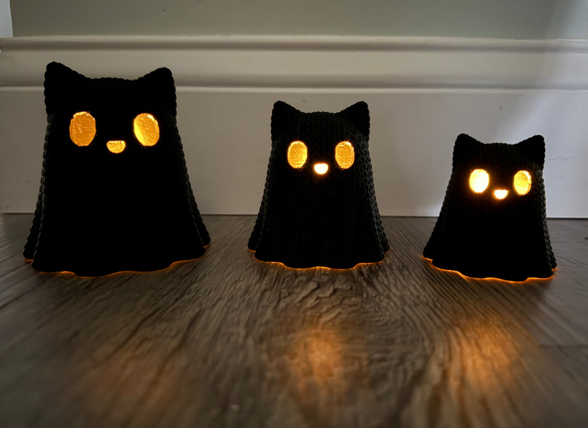 3d Printed Ghost Cat Tealight Candle Holder (Set of 3)