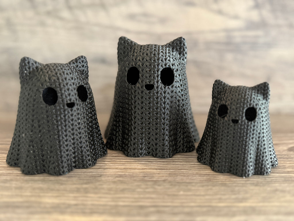 3d Printed Ghost Cat Tealight Candle Holder (Set of 3)