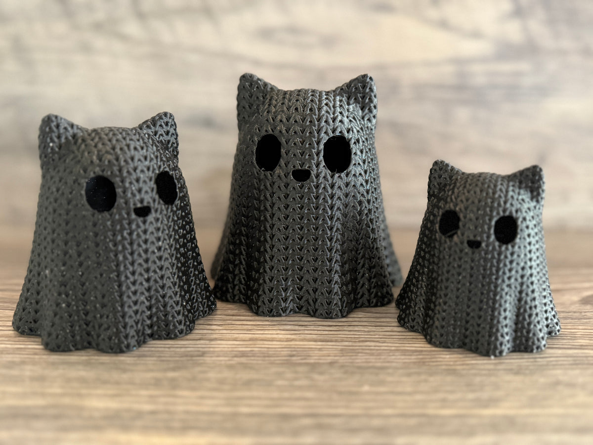 3d Printed Ghost Cat Tealight Candle Holder (Set of 3)