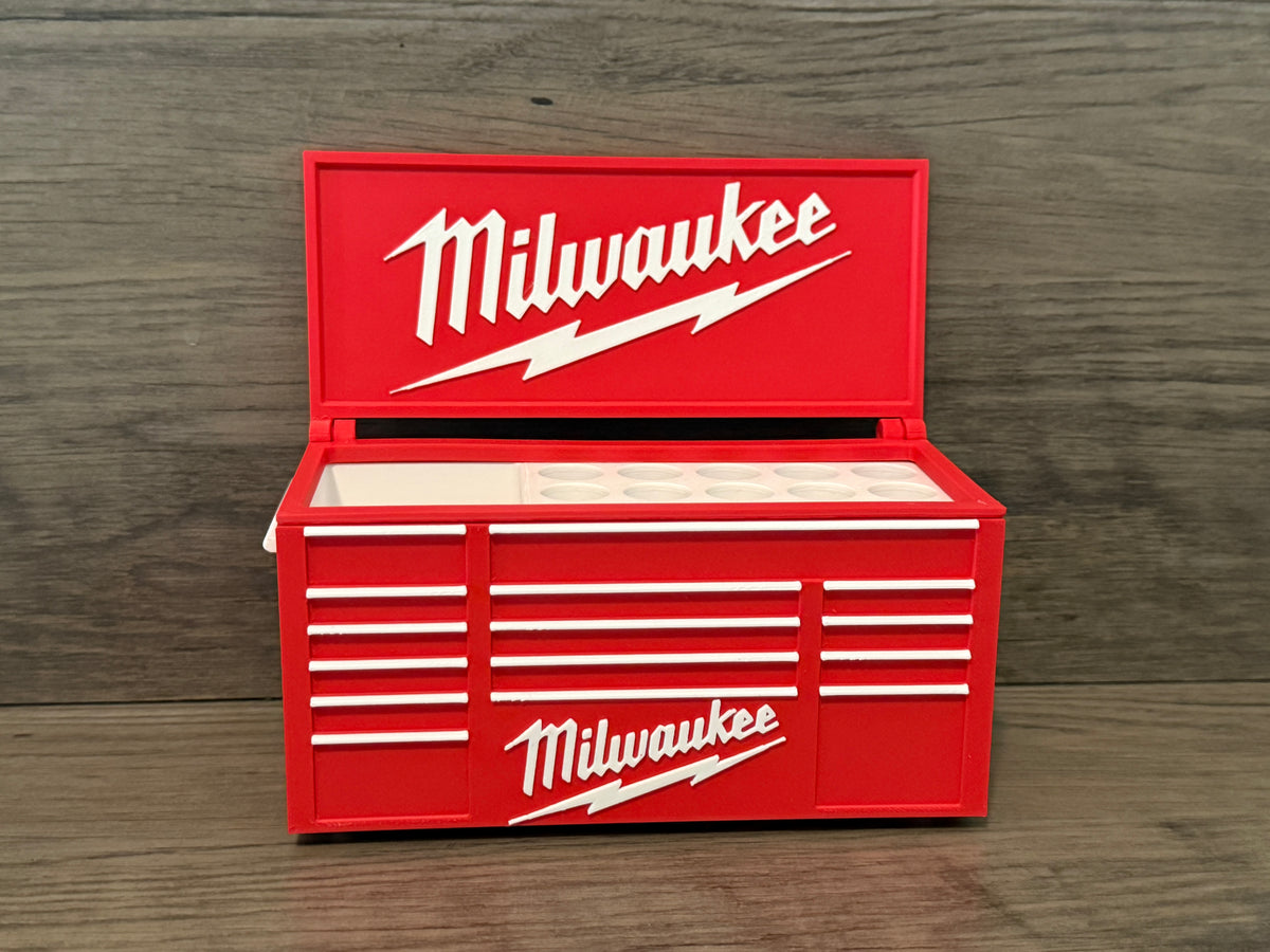 Milwaukee Tool Box style desktop pen holder